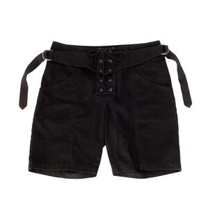 SAINT LAURENT Tie Front Shorts Size FR 36 US 4 Cotton Ramie Black Strap Details